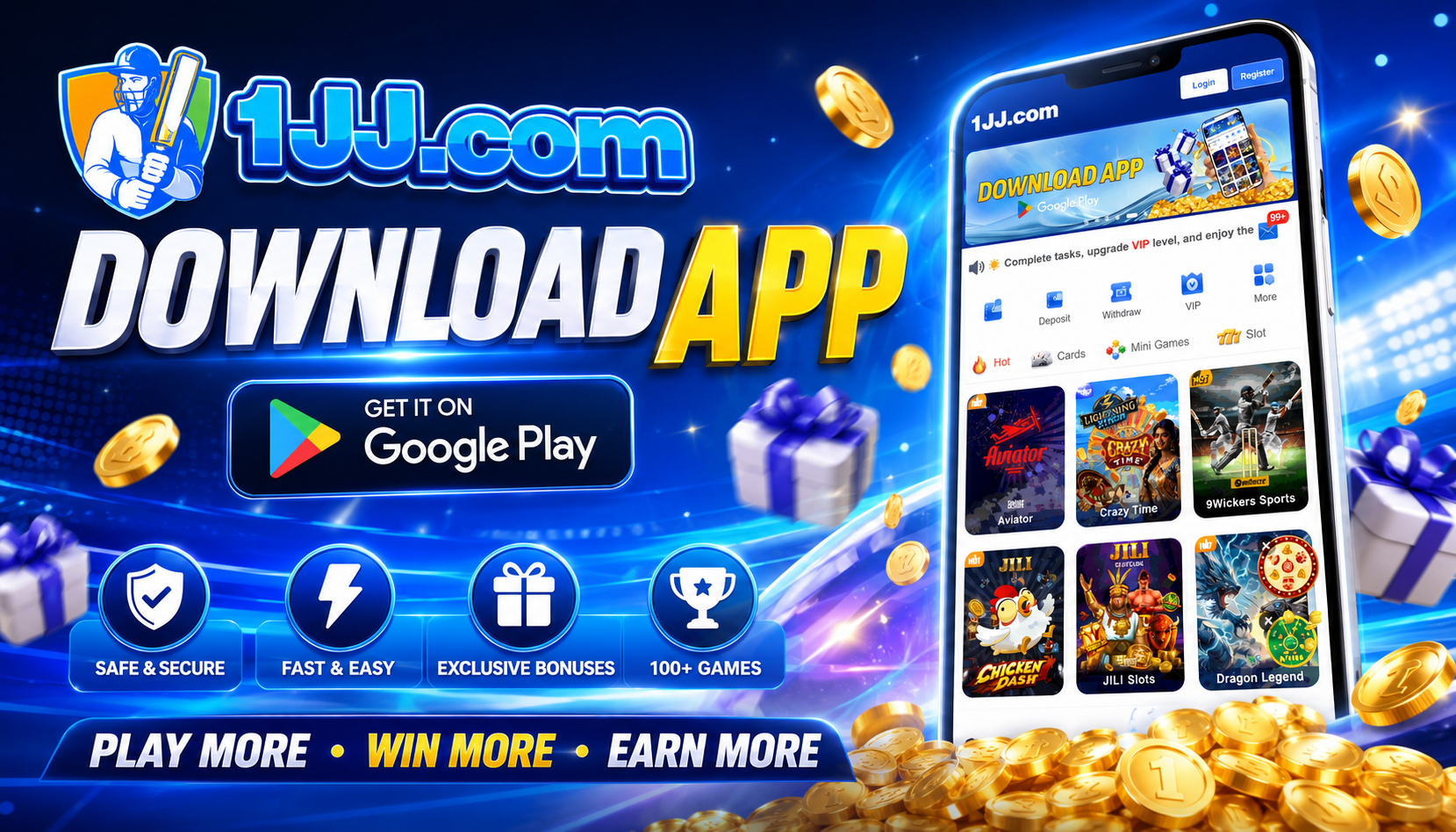 1jj game download app banner — get it now with Rs. 10,000 bonus